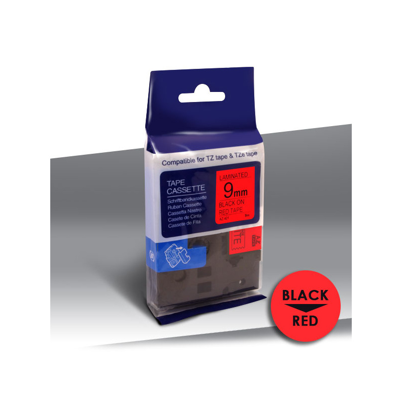 Taśma Brother TZe-421 BLACK on RED 24inks 9mm Taśma Brother TZe-421 BLACK on RED 24inks 9mm