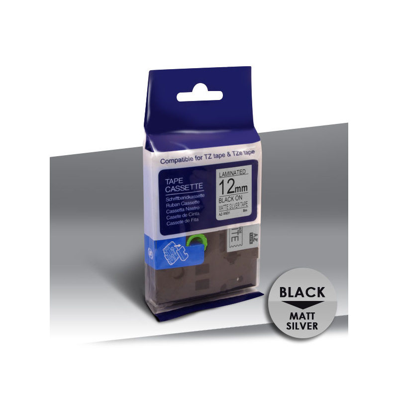 Taśma Brother TZe-M931 BLACK on SILVER 24inks 12mm