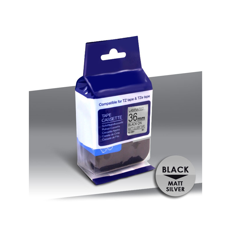 Taśma Brother TZe-M961 BLACK on SILVER 24inks 36mm