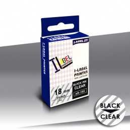 Taśma Casio XR-18X1 BLACK on CLEAR 24inks 18mm