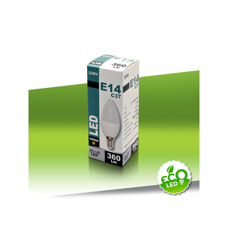 ŻARÓWKA AXA LED E14/C37-4,5W CIEPŁA BIAŁA 5LED ŚWIECZKA