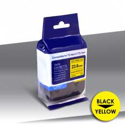 Rurka Brother HSe-651 BLACK on YELLOW 24inks 23,6mm