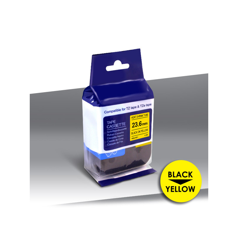 Rurka Brother HSe-651 BLACK on YELLOW 24inks 23,6mm