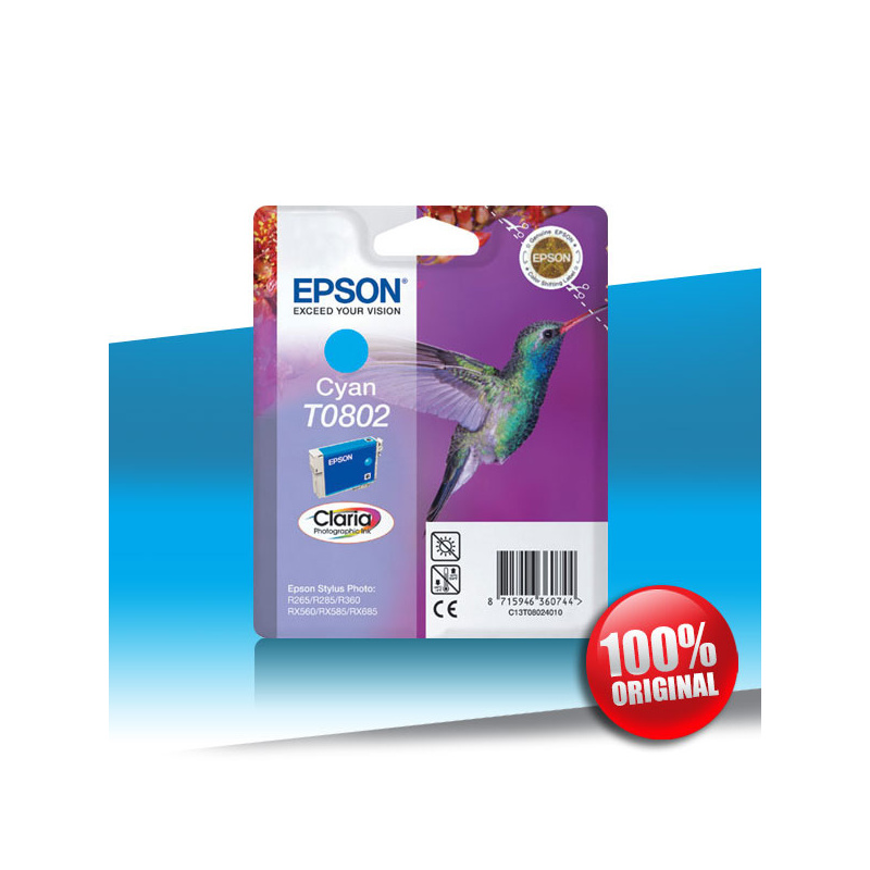 Tusz Epson 265 SPh R (T0802) CYAN 7,4ml Tusz Epson 265 SPh R (T0802) CYAN 7,4ml