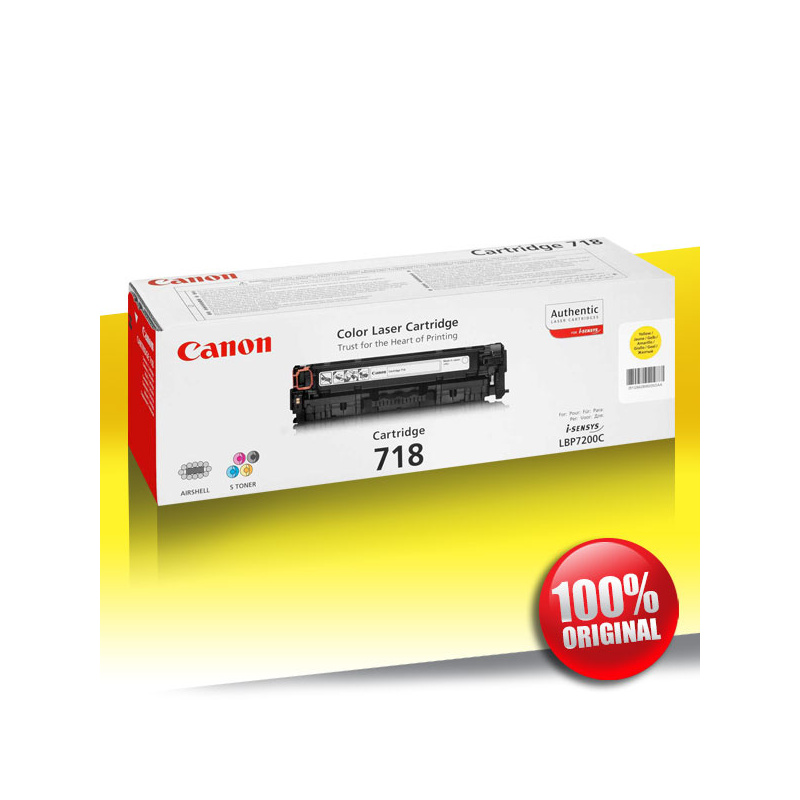 Toner Canon 718 CRG (LBP 7200) YELLOW Oryginalny 2900str
