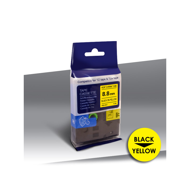 Rurka Brother HSe-621 BLACK on YELLOW 24inks 8,8mm