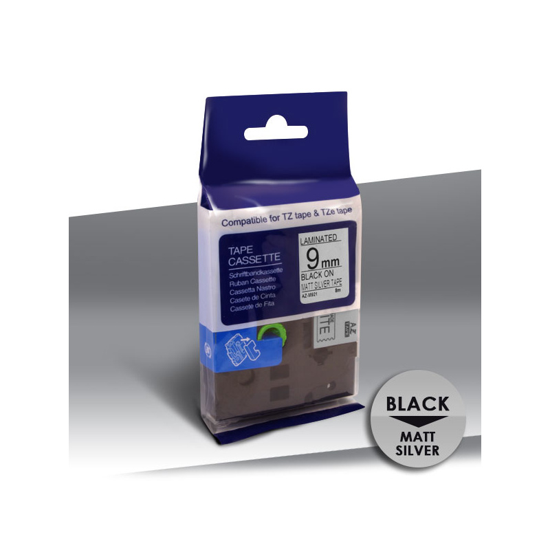 Taśma Brother TZe-M921 BLACK on SILVER 24inks 9mm