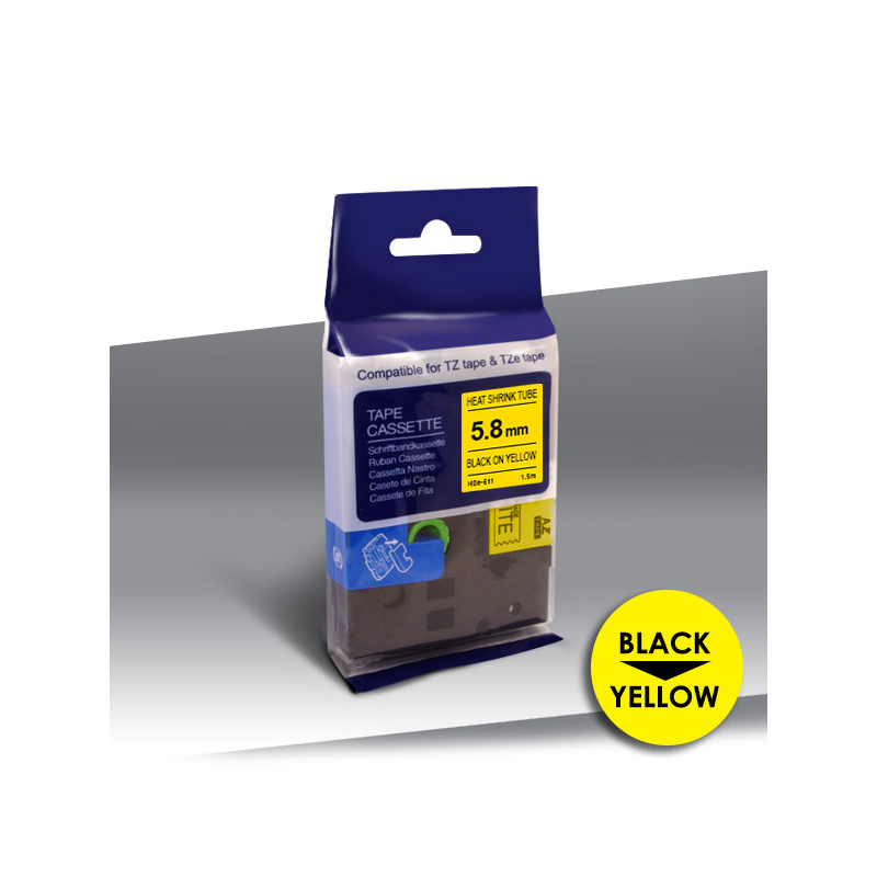 Rurka Brother HSe-611 BLACK on YELLOW 24inks 5,8mm
