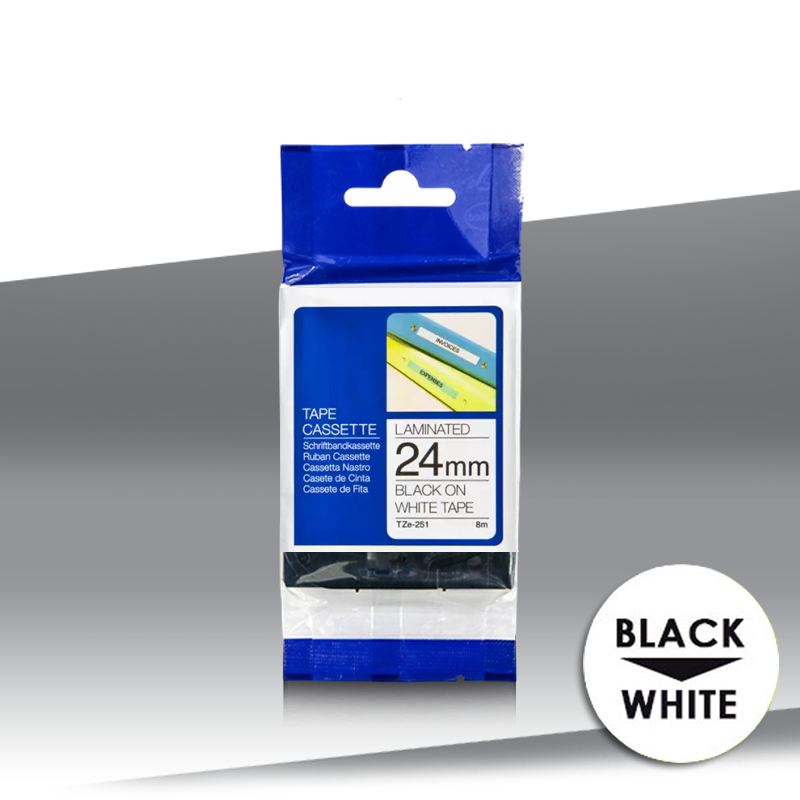 Taśma Brother TZe-251 BLACK on WHITE Oryginalna 24mm